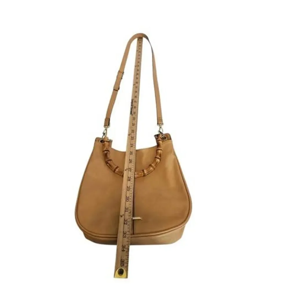 Enzo Angiolini Vegan Leather Handbag With Bamboo Clutch & Adjustable Strap